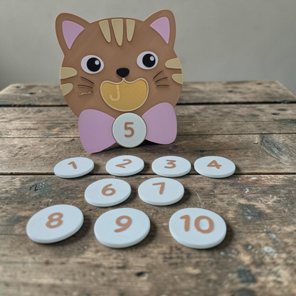 JoinIN educational cat feeding toy with 3D printed magnetic numbers 1-10 for counting and math learning