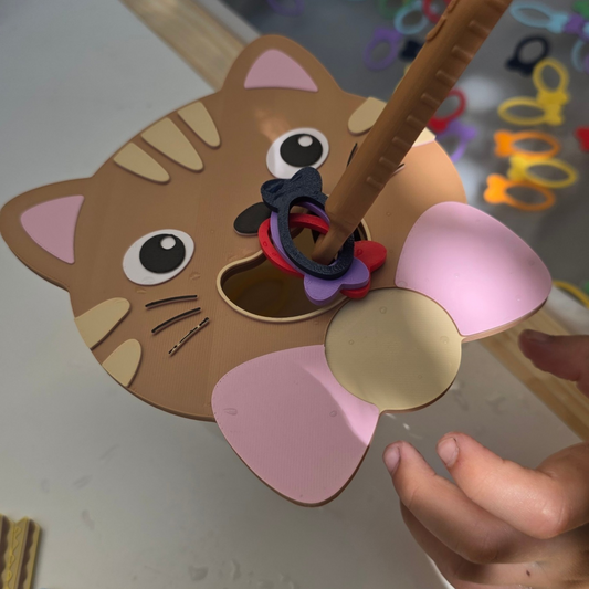JoinIN Pisicuta 3D printed cat feeding lid for sensory play with magnetic bow and colorful sorting rings